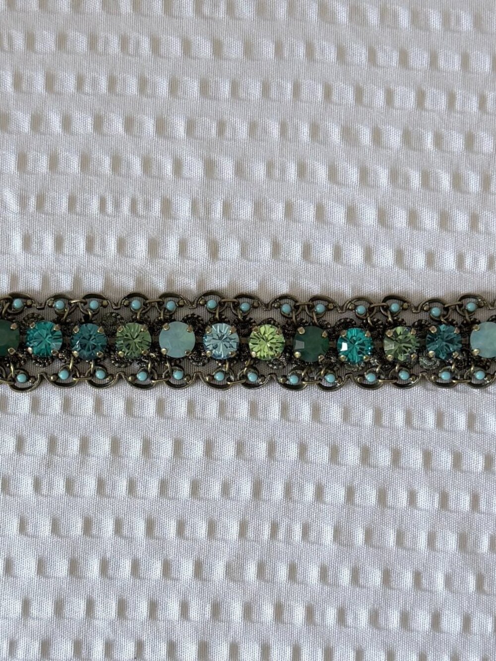 Michal Negrin Turquoise and Green Crystal Bracelet
